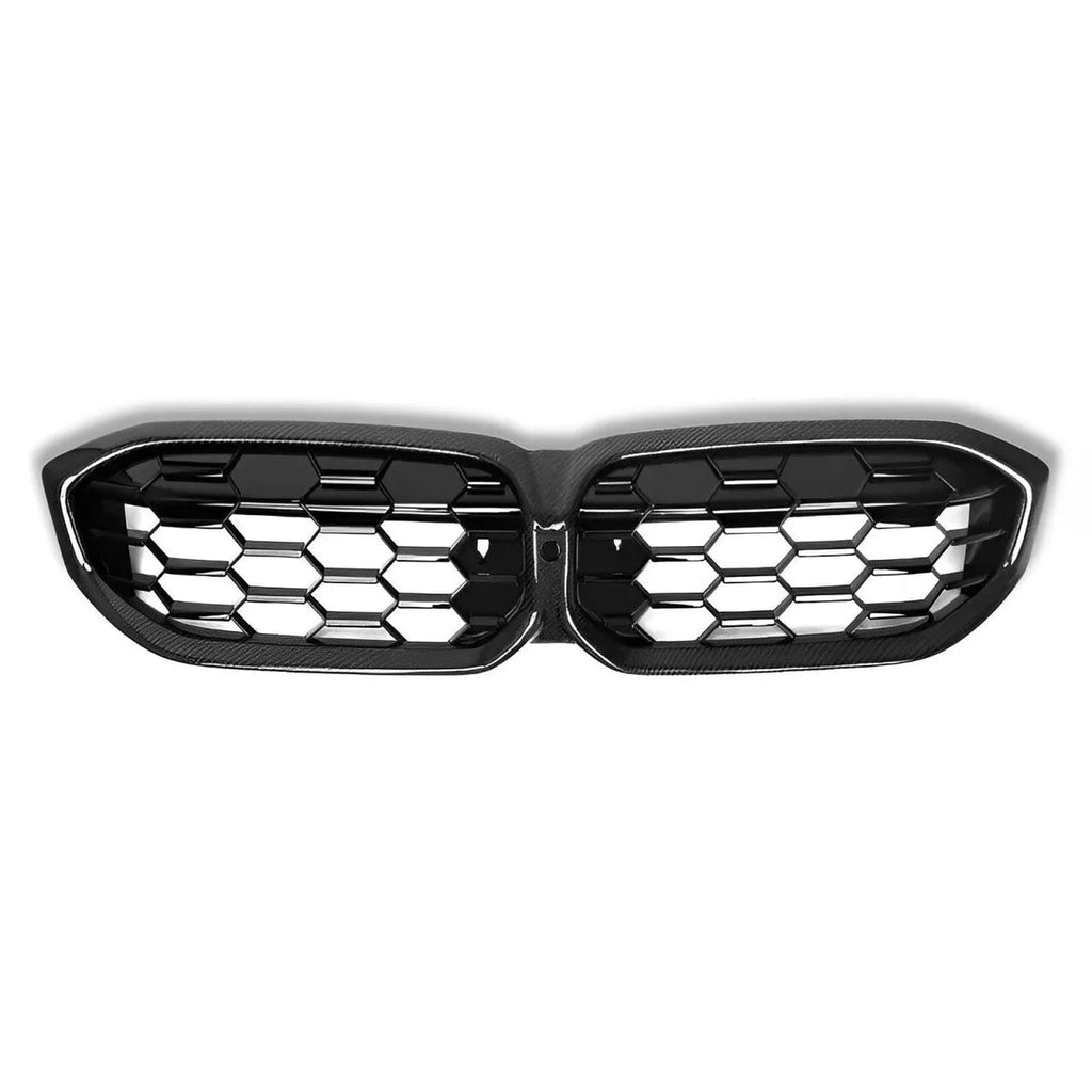 Car grille with honeycomb pattern on a white background